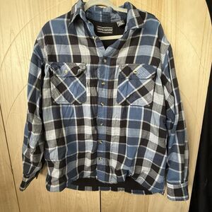 Vintage David Taylor Flannel Jacket Mens  Blue Plaid Quilted Lined
